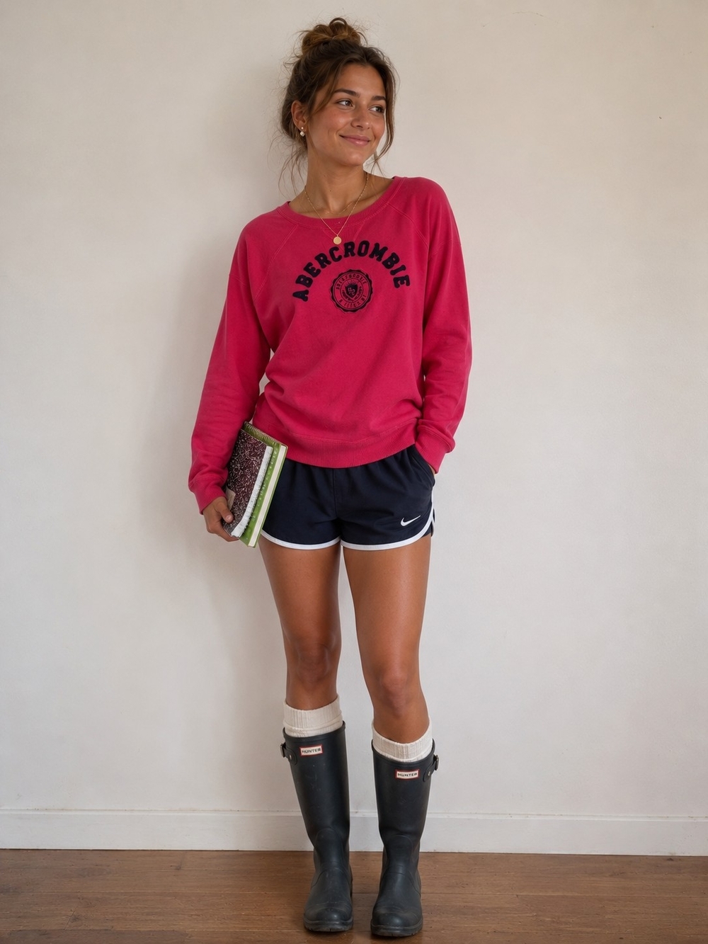 Abercrombie & Fitch Raspberry Pink Logo Crewneck Sweatshirt